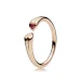 Prstan z dvema srčkoma, PANDORA Rose™ Red CZ - 186570CZR
