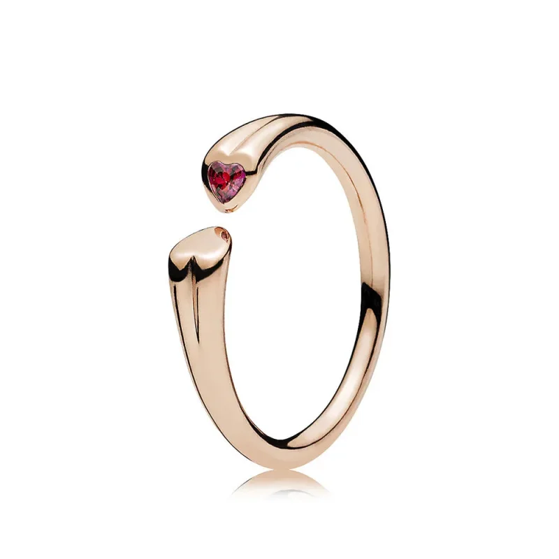 (slika za) Prstan z dvema srčkoma, PANDORA Rose™ Red CZ - 186570CZR - Slika izdelka