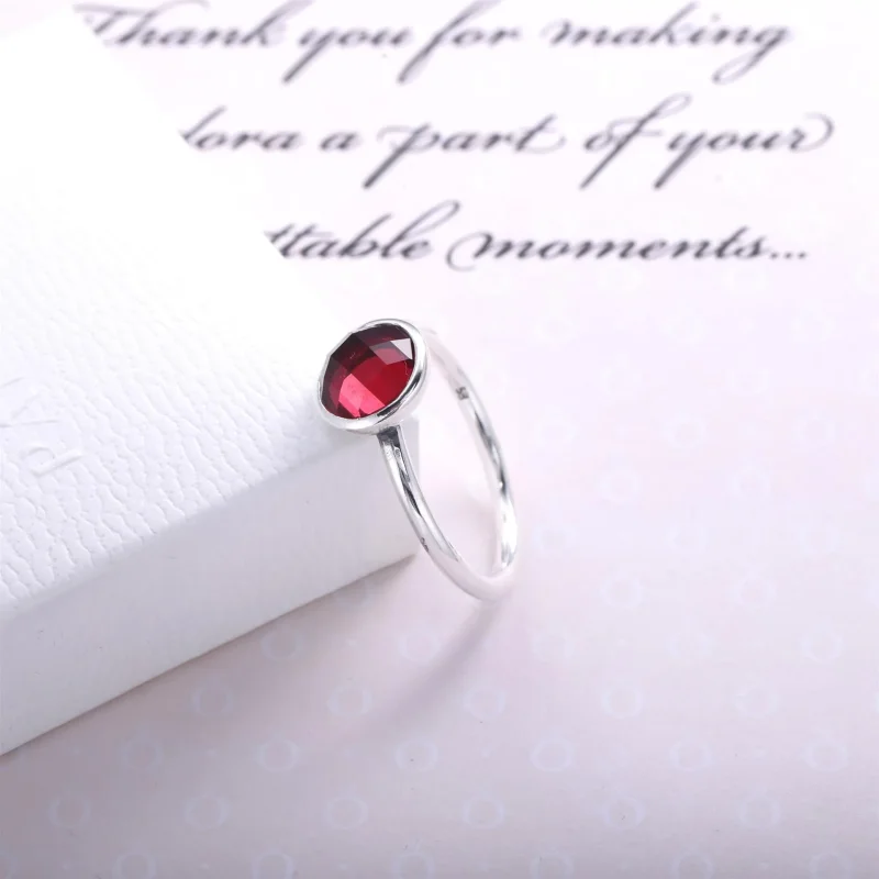 (slika za) Prstan z rojstnim kamnom PANDORA Julijske kapljice - 191012SRU - Ogled 3