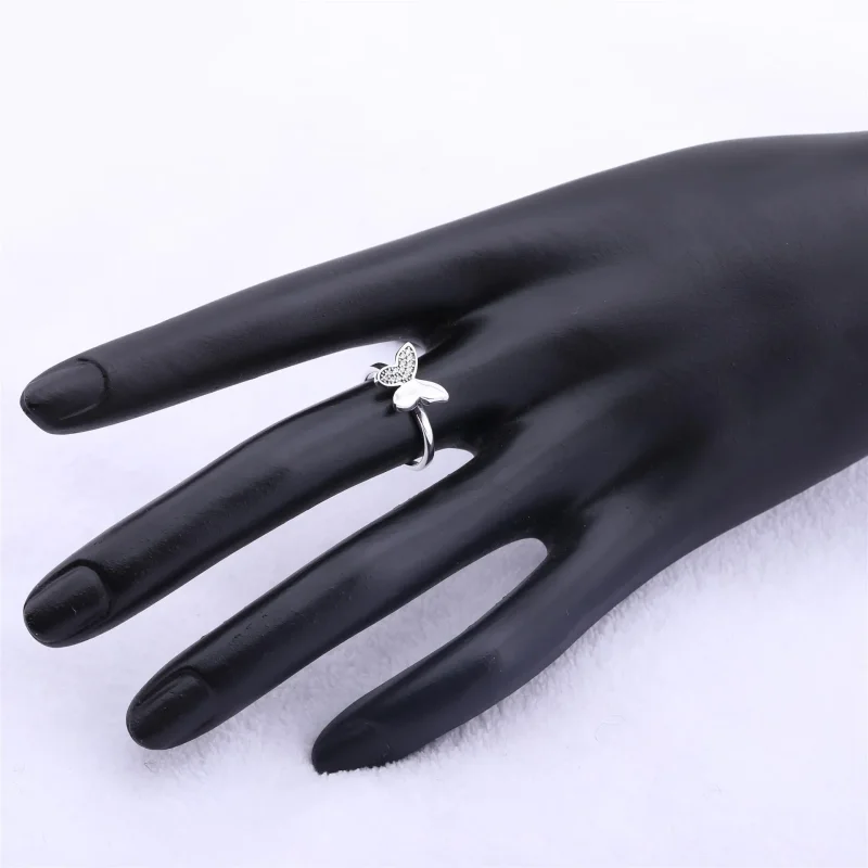 (slika za) Srebrni prstan z metuljem PANDORA s prozornim kubičnim cirkonijem - 190993CZ - Ogled 4