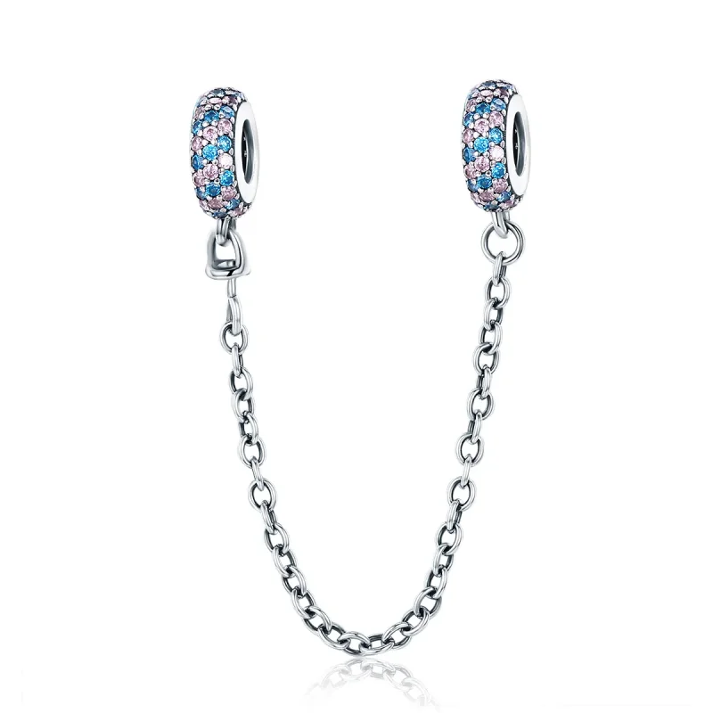 (slika za) Pandora Style Pink Blue Miracle varnostna veriga - SCC379 - Slika izdelka
