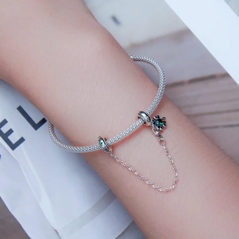 (slika za) Varnostna veriga štiriperesna deteljica v stilu Pandora - SCC2372 - Ogled 5