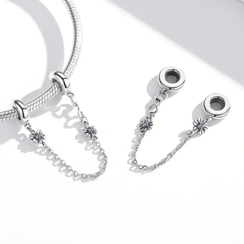 (slika za) Varnostna veriga z retro rožami v stilu Pandora - SCC2100 - Ogled 4