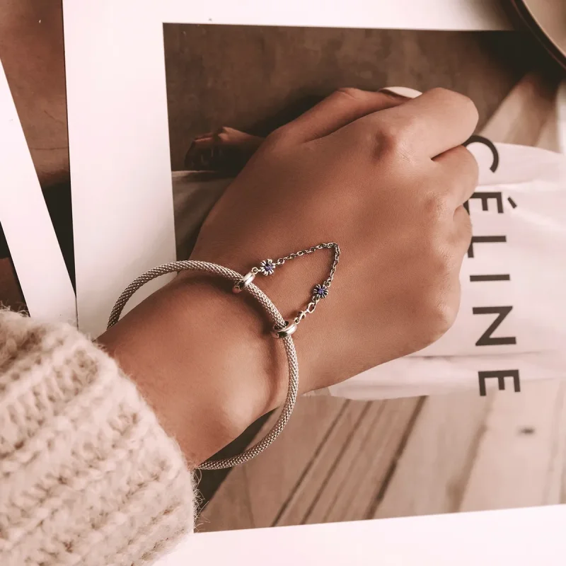 (slika za) Varnostna veriga z retro rožami v stilu Pandora - SCC2100 - Ogled 5