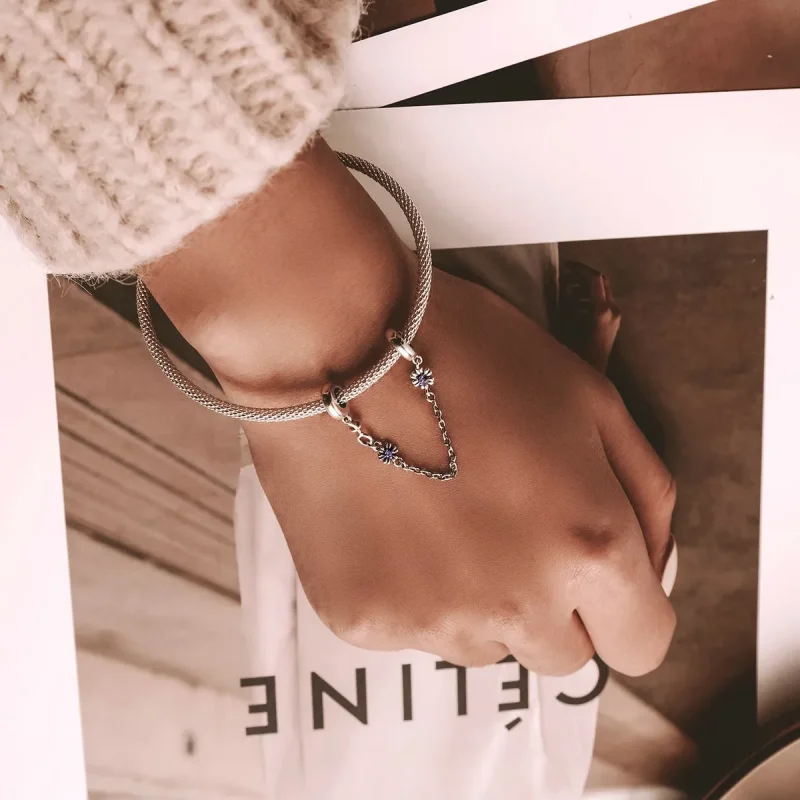 (slika za) Varnostna veriga z retro rožami v stilu Pandora - SCC2100 - Ogled 6