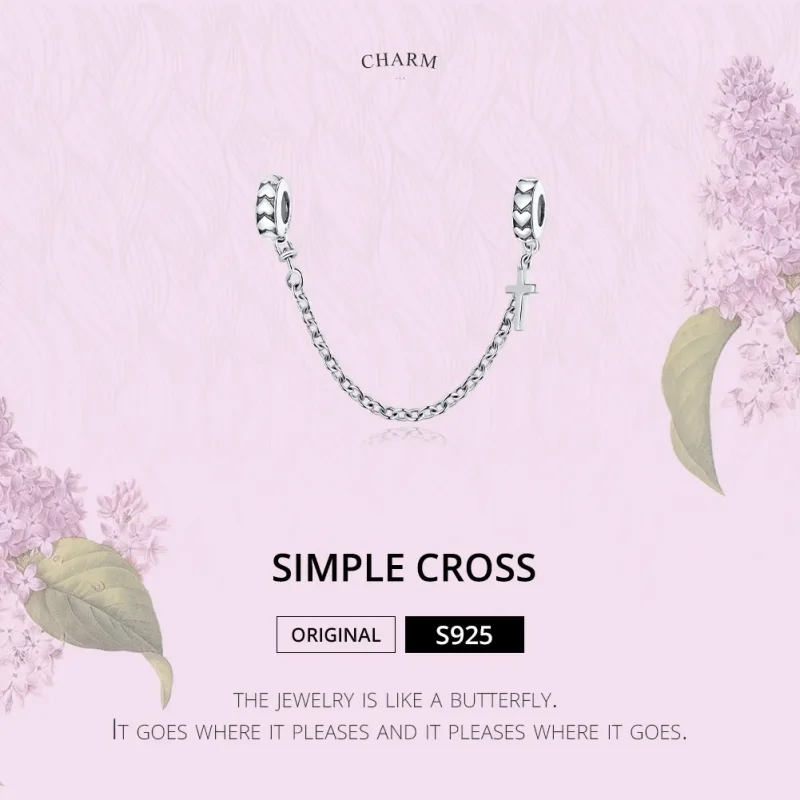 (slika za) Preprosta srebrna križna varnostna veriga Pandora Style - BSC362 - Ogled 6