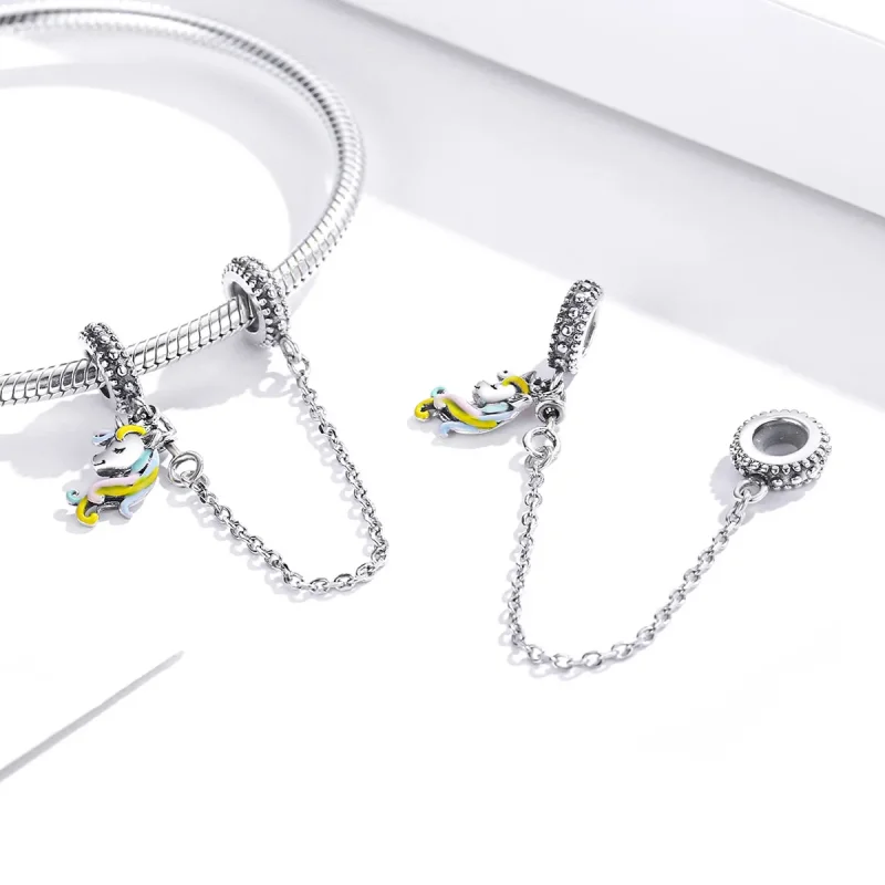 (slika za) Srebrna pisana varnostna veriga za ponije v stilu Pandora - SCC1571 - Ogled 4