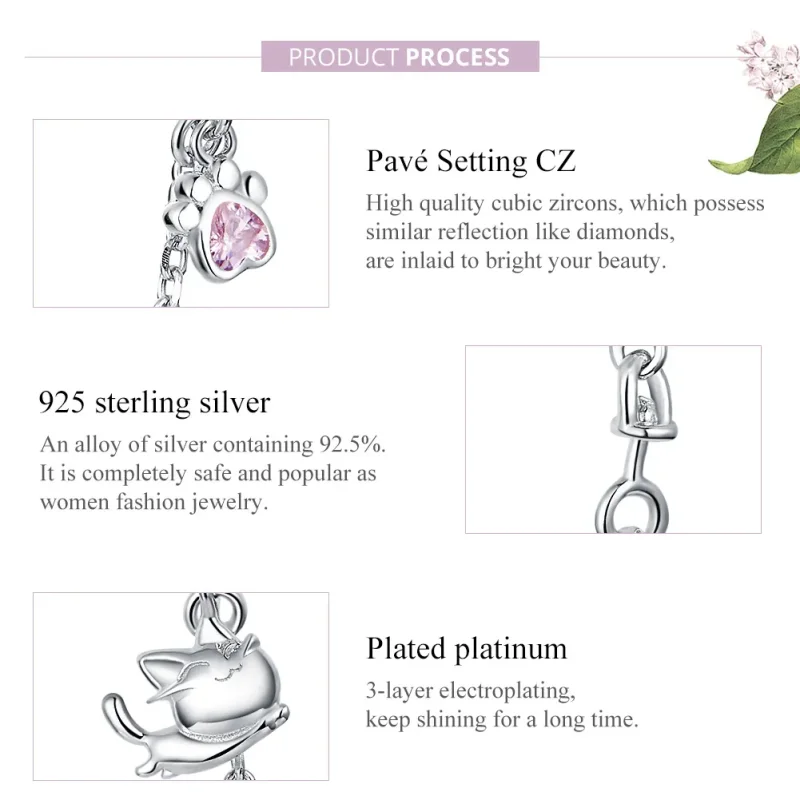 (slika za) Srebrna varnostna veriga za mačko in kremplje v stilu Pandora - BSC243 - Ogled 8