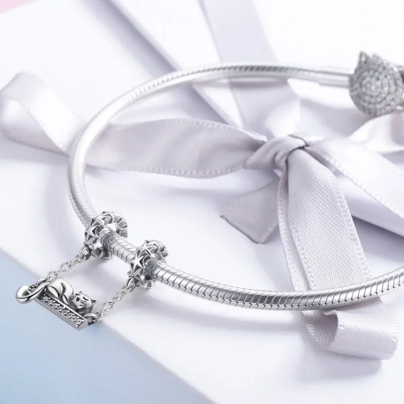 (slika za) Srebrna varnostna veriga za spečo mačko Pandora Style - SCC856 - Ogled 4