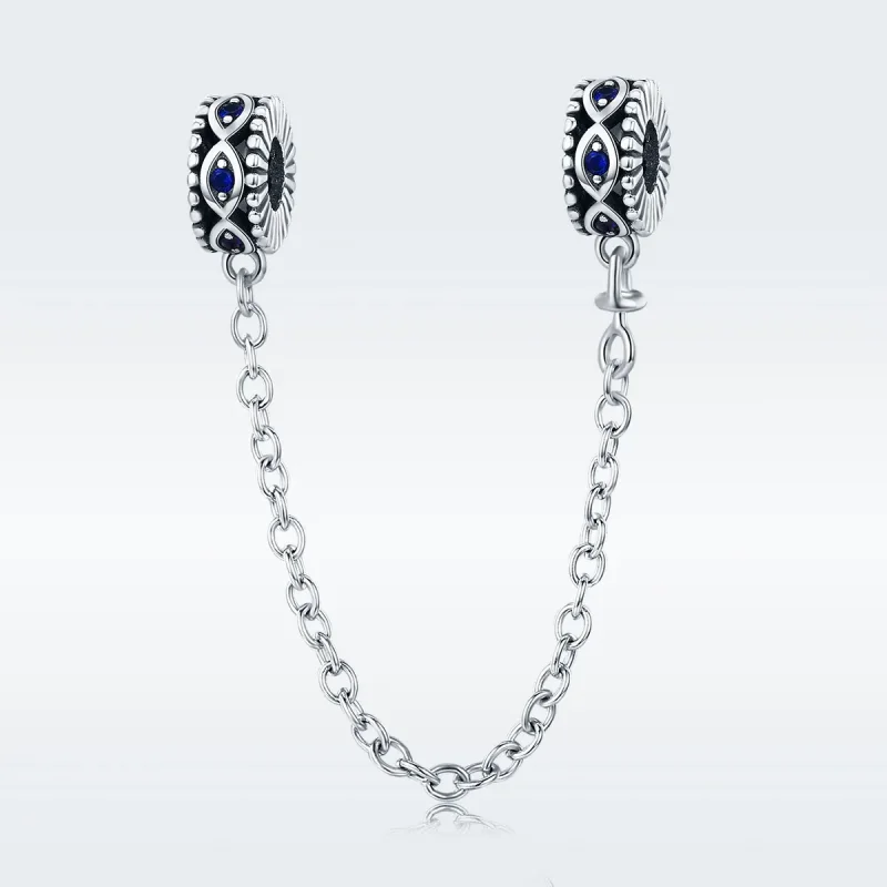 (slika za) Srebrna varnostna verižica s hudičevim očesom v stilu Pandora - SCC617 - Ogled 2