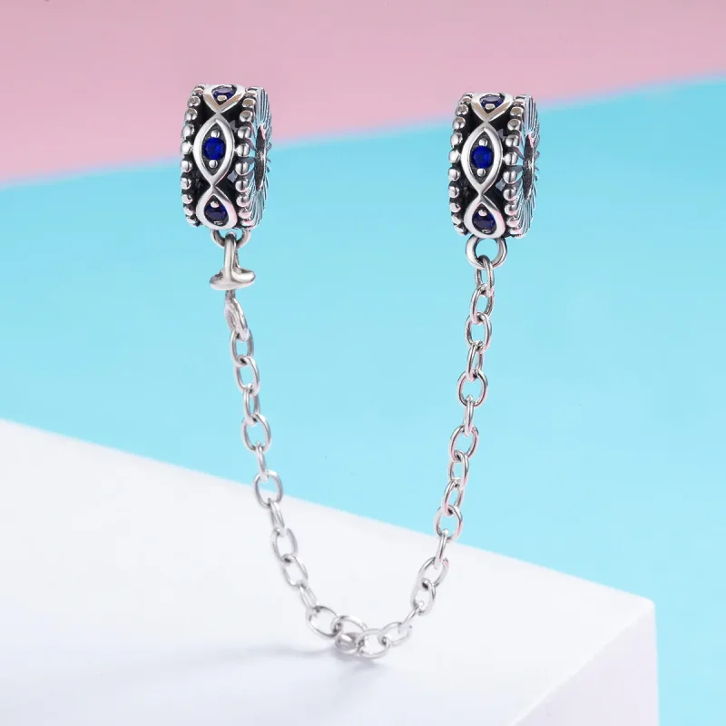 (slika za) Srebrna varnostna verižica s hudičevim očesom v stilu Pandora - SCC617 - Ogled 3