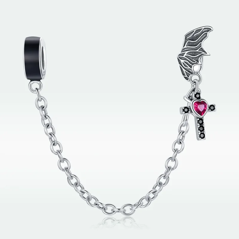 (slika za) Varnostna veriga s srebrnim krilatim križem v stilu Pandora - SCC1781 - Ogled 5