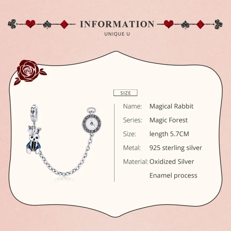 (slika za) Varnostna verižica s srebrnim zajcem v stilu Pandora - SCC1443 - Ogled 7