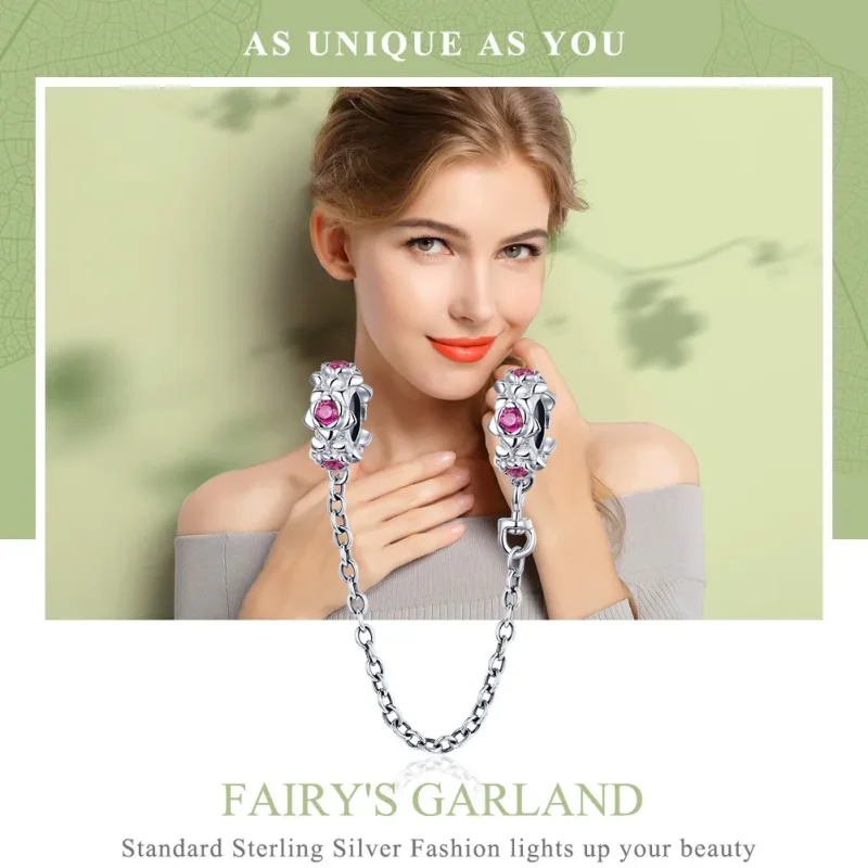 (slika za) Varnostna verižica srebrne vile v slogu Pandora - BSC035 - Ogled 6