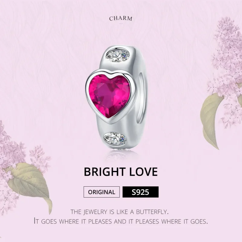 (slika za) Obesek Pandora Style Silver Bright Love Spacer Charm - BSC123 - Ogled 5