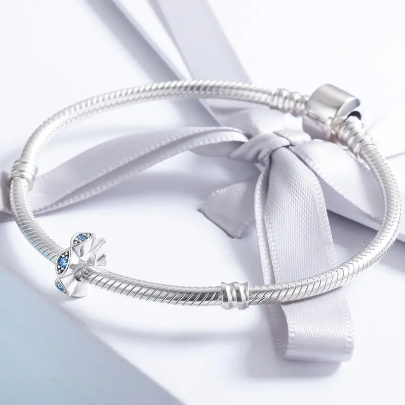 (slika za) Obesek za distančnik s srebrnimi sijočimi očmi v stilu Pandora - SCC513 - Ogled 4