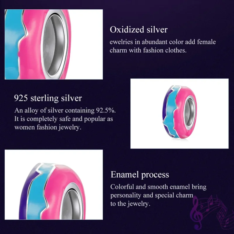 (slika za) Pandora Style Silver Cyberpunk - Distančni obesek z bleščečimi kroglicami - SCC1 - Ogled 7