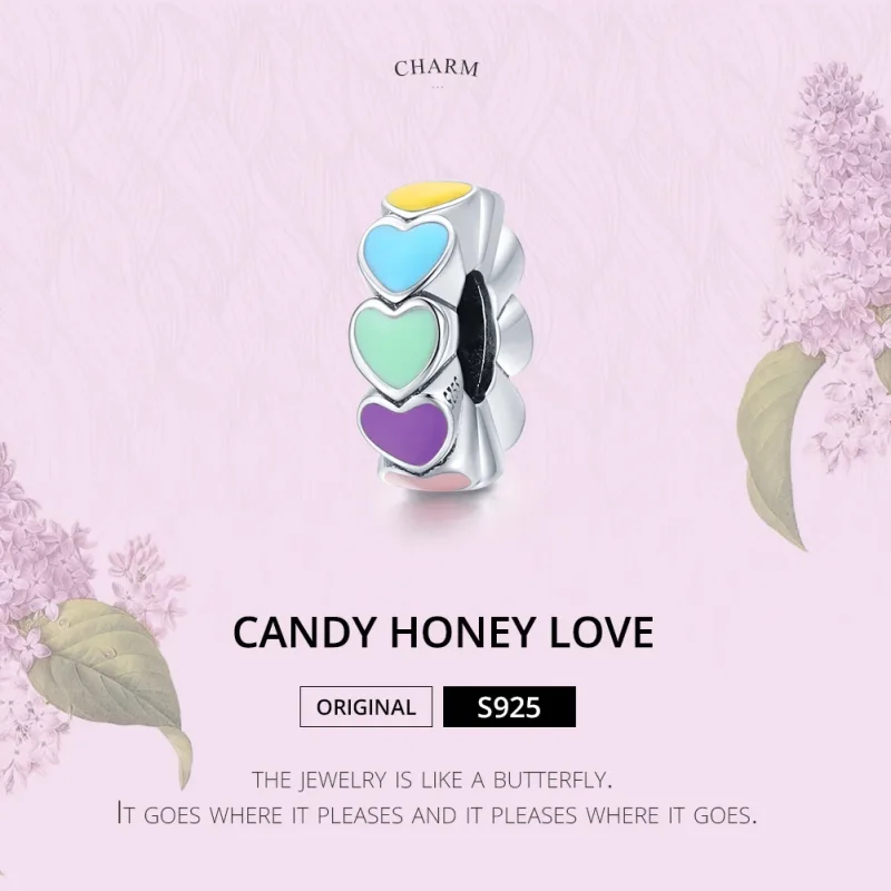 (slika za) Pandora Style Srebrni obesek z distančnikom iz barvitega srca - SCC1838 - Ogled 6