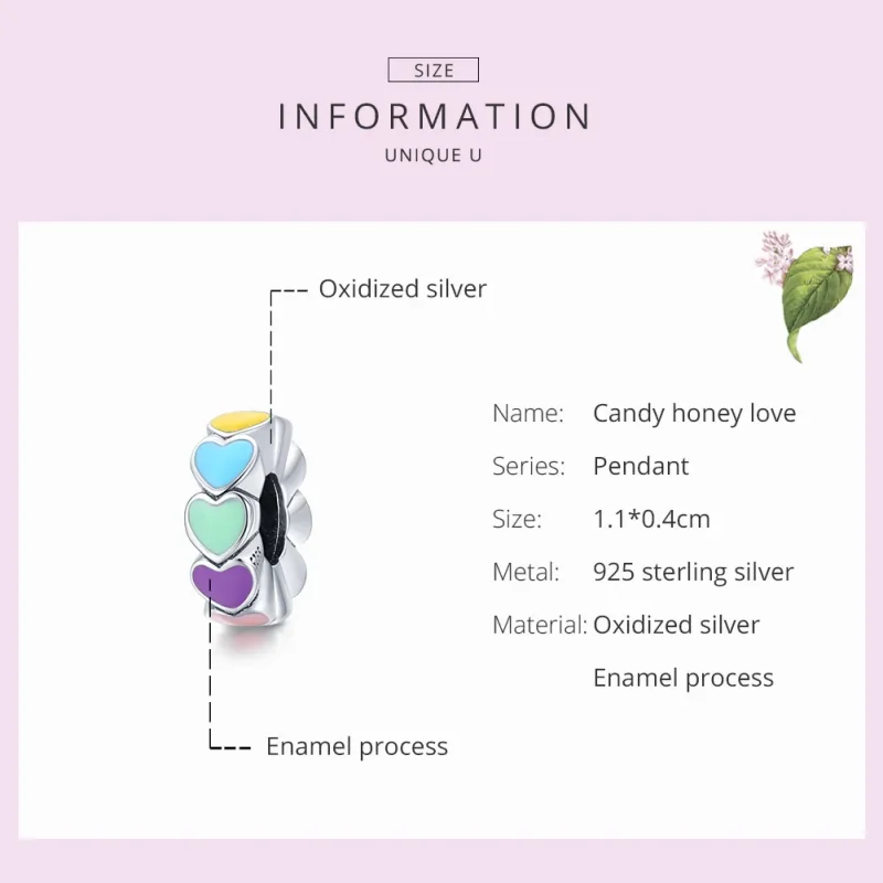 (slika za) Pandora Style Srebrni obesek z distančnikom iz barvitega srca - SCC1838 - Ogled 7