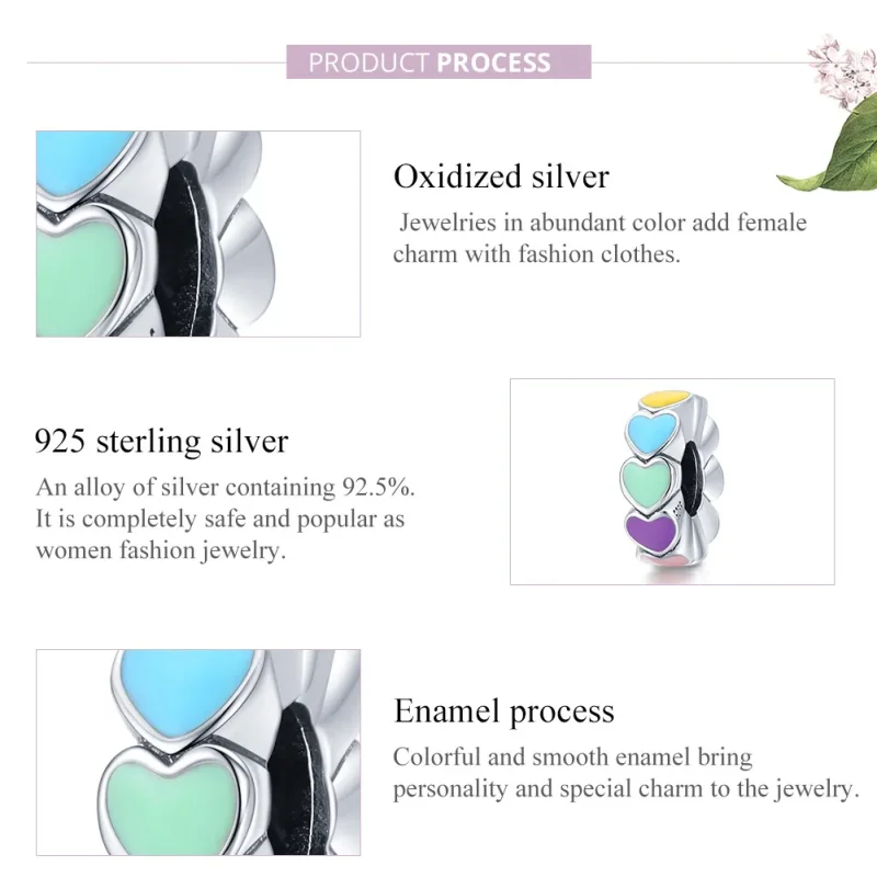 (slika za) Pandora Style Srebrni obesek z distančnikom iz barvitega srca - SCC1838 - Ogled 8