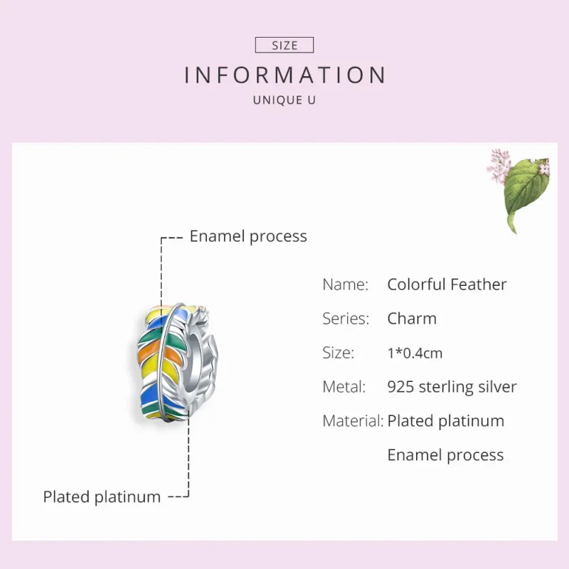 (slika za) Srebrn obesek s pisanim distančnikom v stilu Pandora - BSC305 - Ogled 7