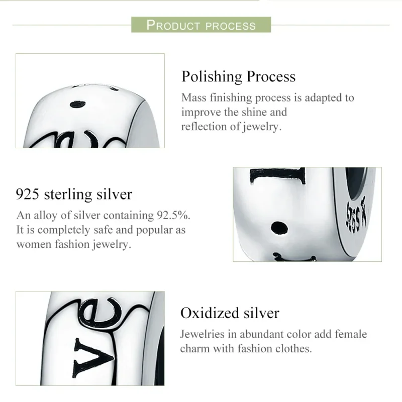 (slika za) Srebrni distančni obesek Love You Forever v stilu Pandora - SCC595 - Ogled 7