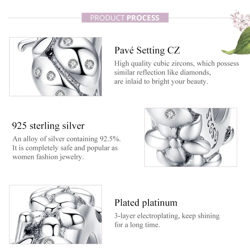 (slika za) Srebrni distančni obesek Pikapolonica v slogu Pandora - BSC112 - Ogled 7