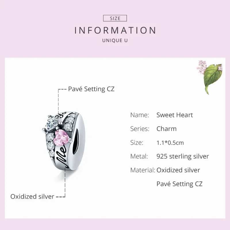 (slika za) Srebrni distančni obesek Sweet Heart Style Pandora - BSC283 - Ogled 7