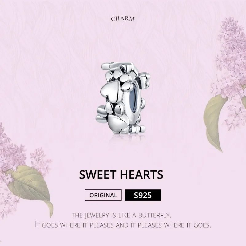 (slika za) Srebrni distančni obesek Sweet Hearts v stilu Pandora - SCC1504 - Ogled 6