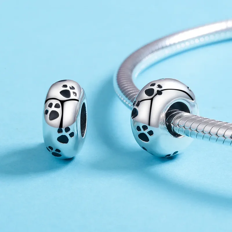 (slika za) Srebrni distančni obesek z odtisom hišnih ljubljenčkov v stilu Pandora - SCC594 - Ogled 5