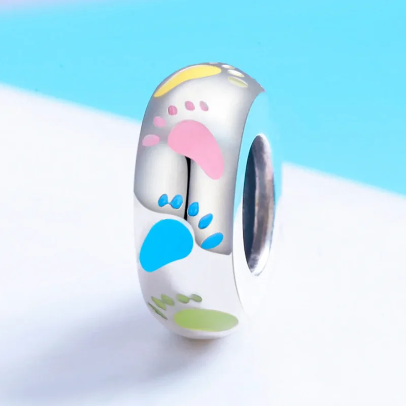 (slika za) Srebrni obesek z distančniki za majhne nogice v stilu Pandora - SCC752 - Ogled 2