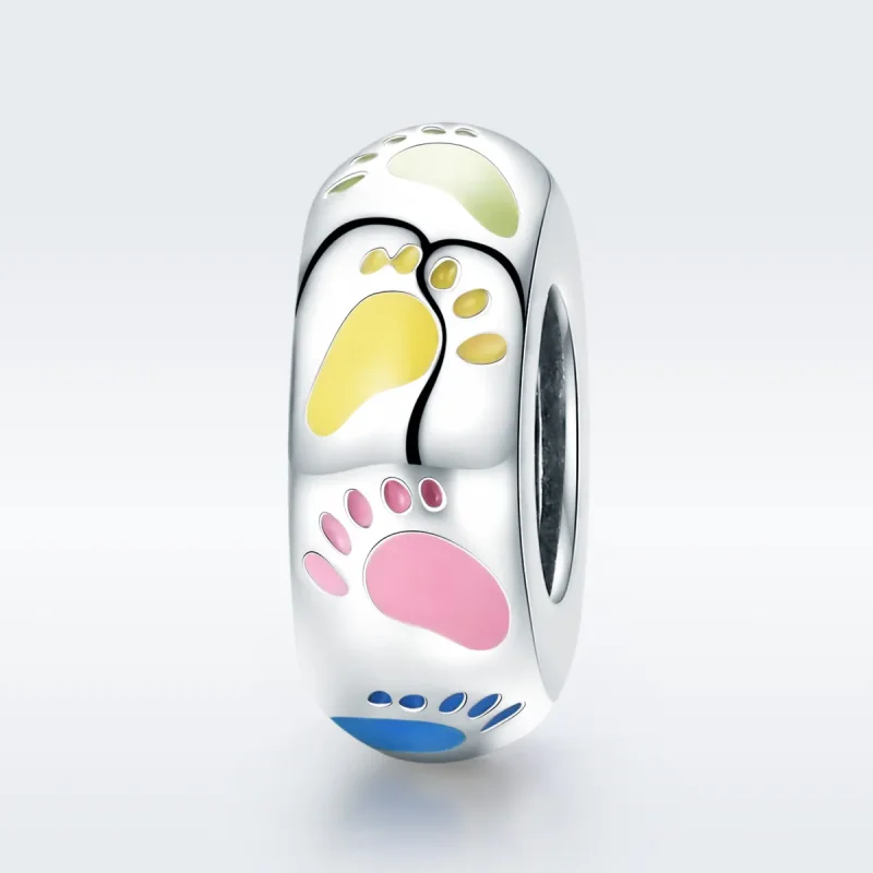 (slika za) Srebrni obesek z distančniki za majhne nogice v stilu Pandora - SCC752 - Ogled 3