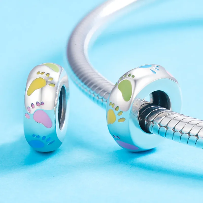 (slika za) Srebrni obesek z distančniki za majhne nogice v stilu Pandora - SCC752 - Ogled 4