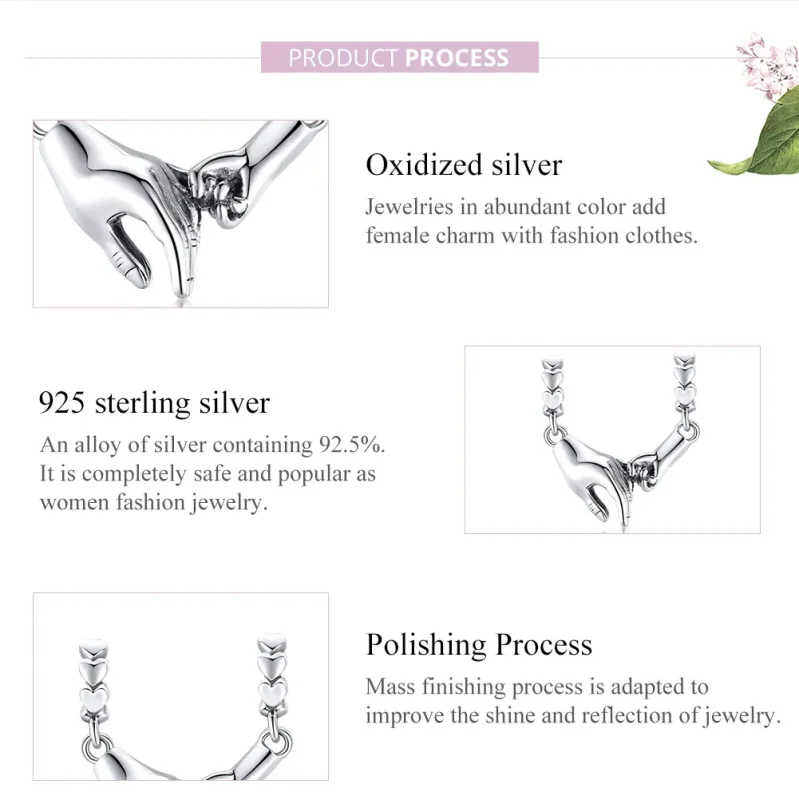 (slika za) Srebrni obesek z distančnikom z roko v roki v stilu Pandora - SCC1700 - Ogled 8