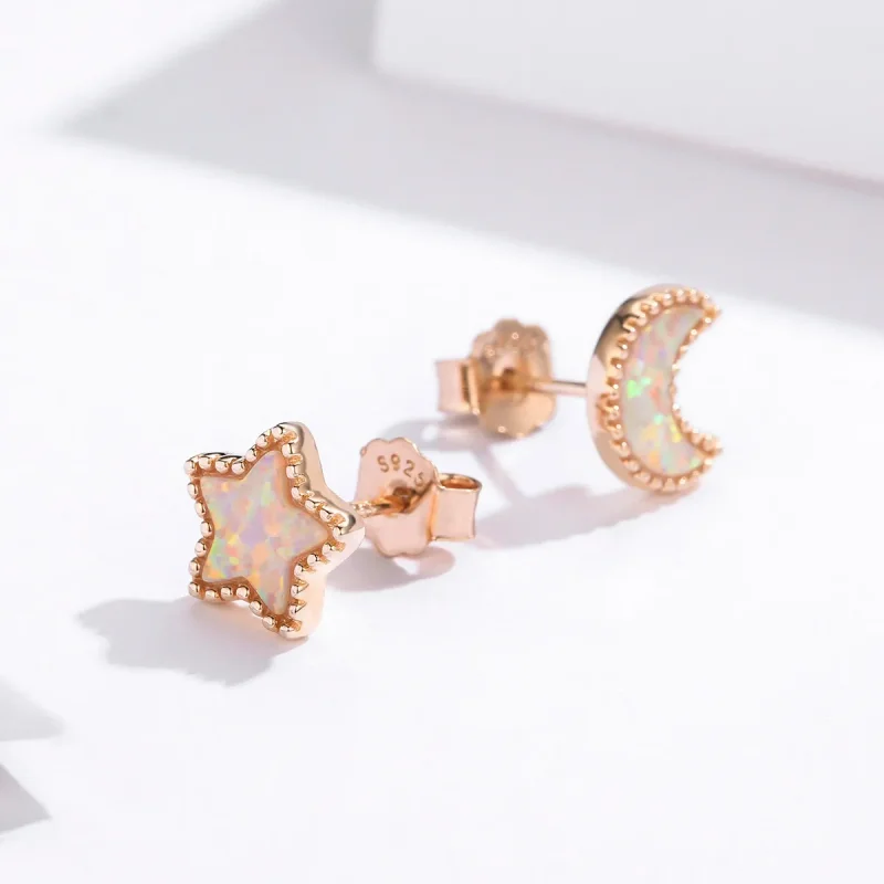 (slika za) Asimetrični uhani v obliki lune v stilu Pandora - SCE691 - Ogled 2