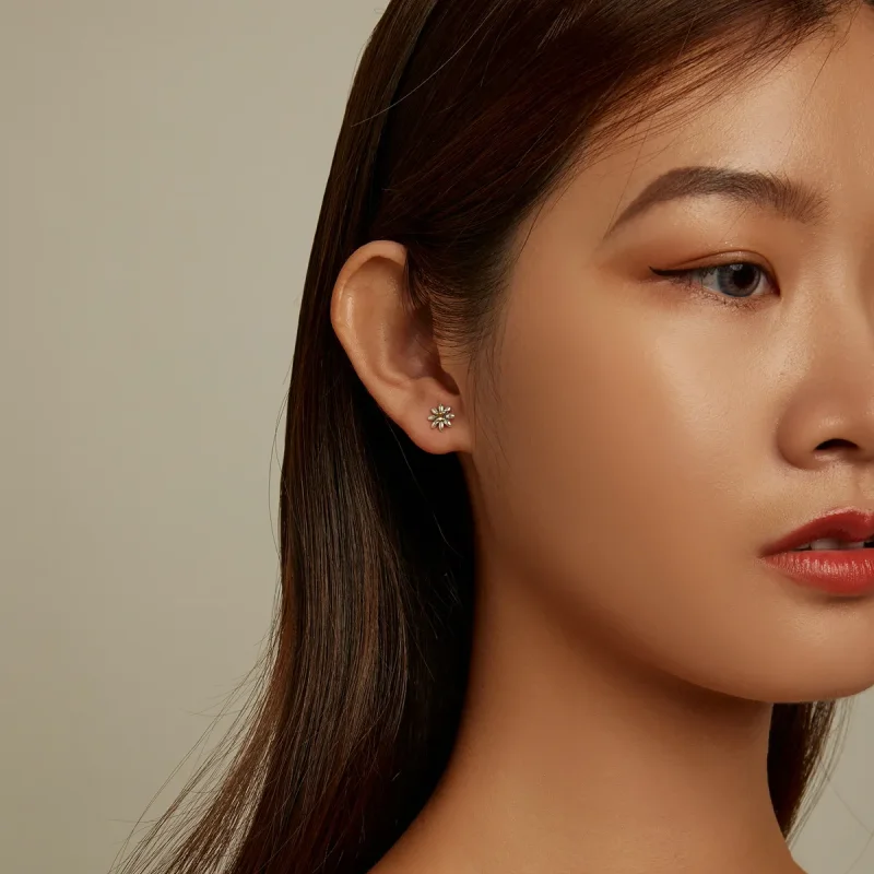 (slika za) Asimetrični uhani v obliki pikapolonice marjetice v slogu Pandora - SCE1364 - Ogled 5