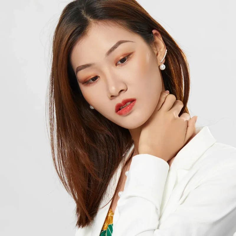 (slika za) Biserni uhani v slogu Pandora - BSE299 - Ogled 5