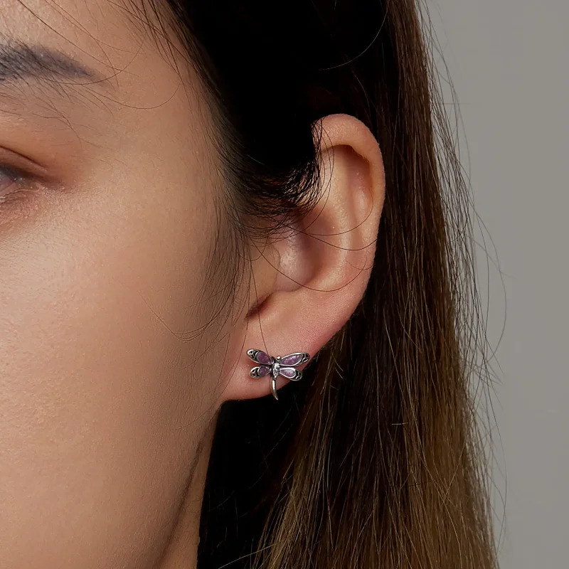 (slika za) Dekliški uhani z roza kačjimi pastirji v stilu Pandora - SCE1414 - Ogled 5