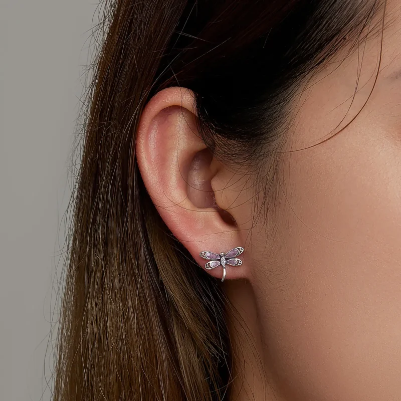 (slika za) Dekliški uhani z roza kačjimi pastirji v stilu Pandora - SCE1414 - Ogled 6