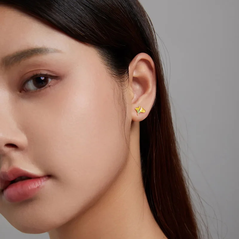 (slika za) Jesen v slogu Pandora – uhani z žepni ginko biloba – SCE1247 - Ogled 4