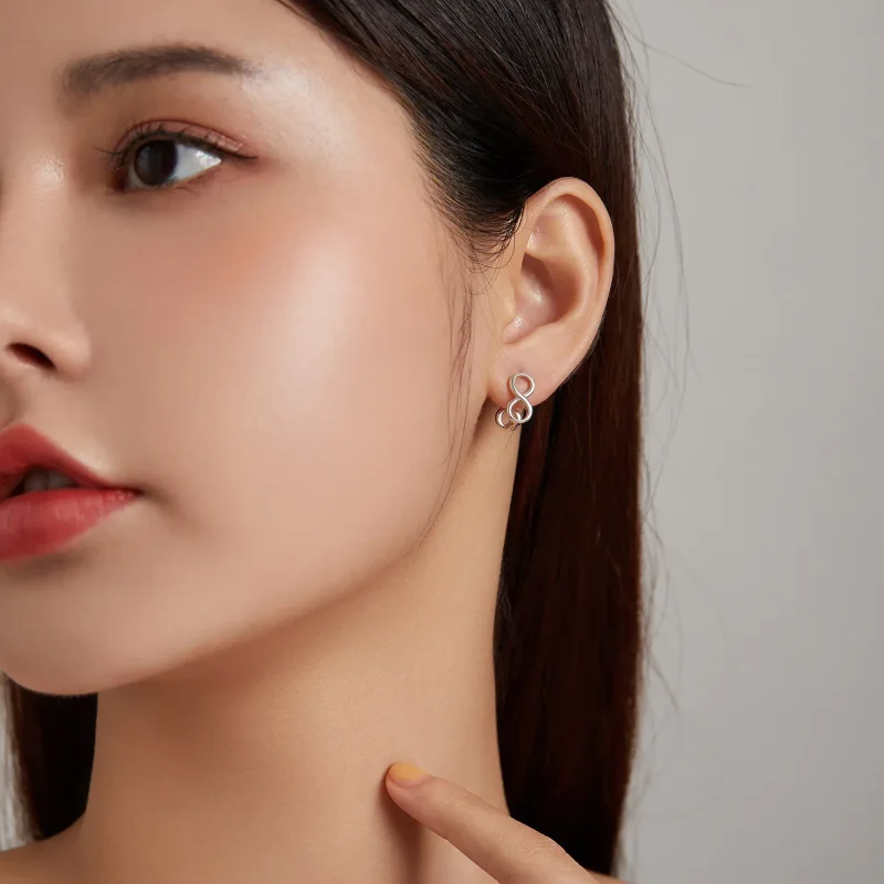 (slika za) Minimalizem v slogu Pandora – neskončni uhani s čepki – BSE503 - Ogled 6