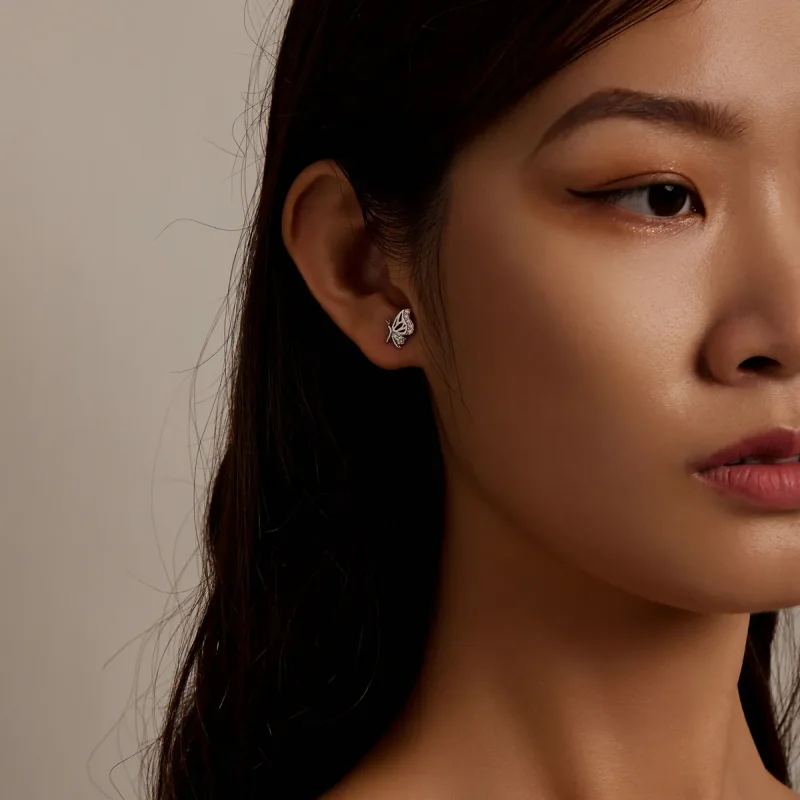 (slika za) Nežni uhani z metulji v stilu Pandora - BSE574 - Ogled 6