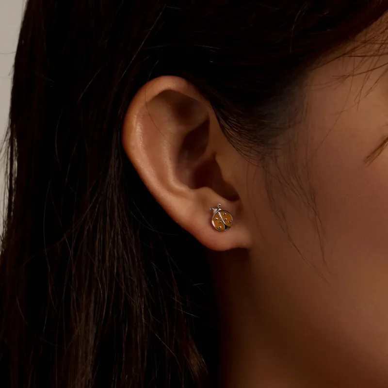 (slika za) Oranžni uhani s pikapolonico v stilu Pandora - SCE1345 - Ogled 7