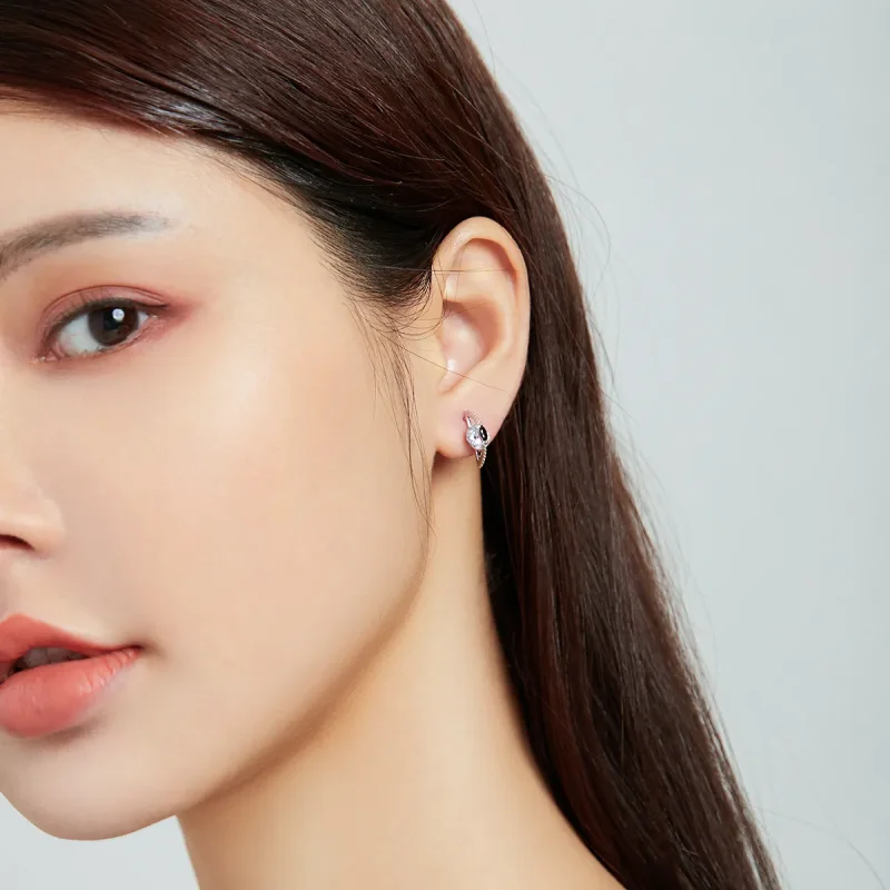 (slika za) Pandora slog med črnimi in belimi uhani z žebljički - SCE1036 - Ogled 5