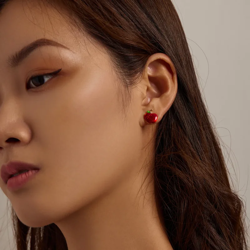 (slika za) Pandora Style božični uhani z jabolki - SCE1314 - Ogled 6