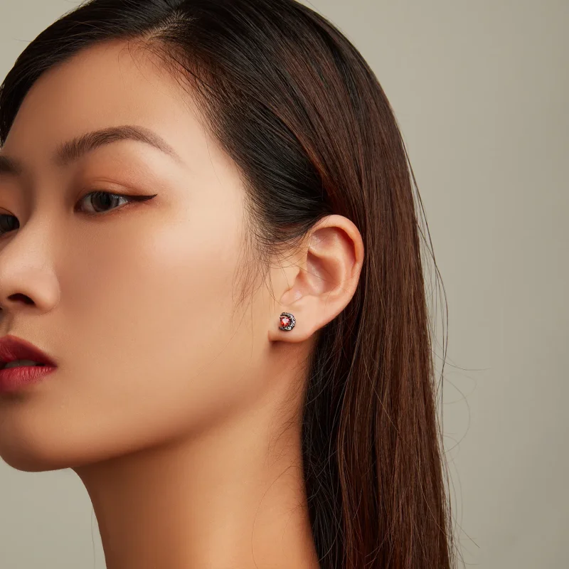 (slika za) Pandora Style Dark Night Moonlight Stud Uhani - SCE1519 - Ogled 6