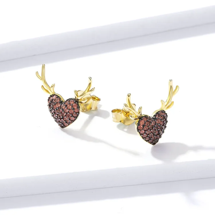 Pandora Style Deer Love Stud Uhani - BSE313