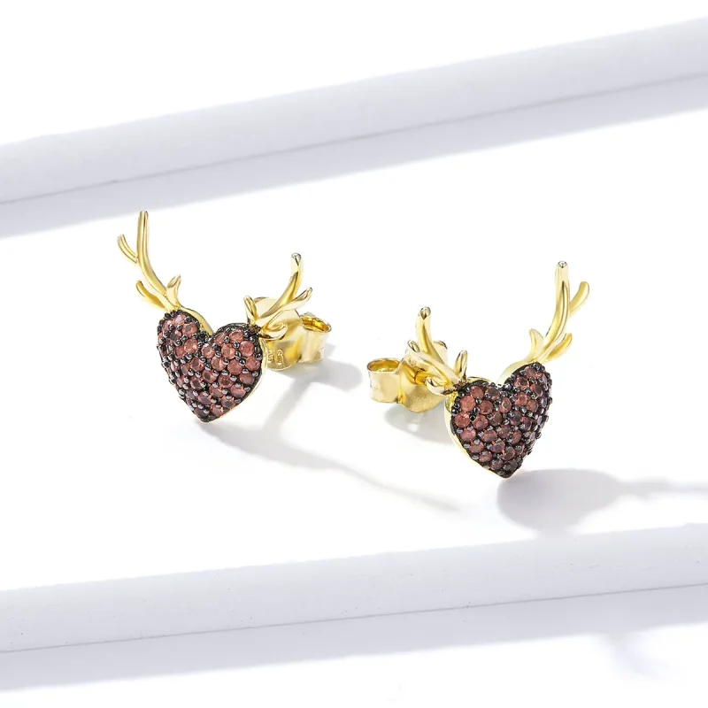 (slika za) Pandora Style Deer Love Stud Uhani - BSE313 - Ogled 2