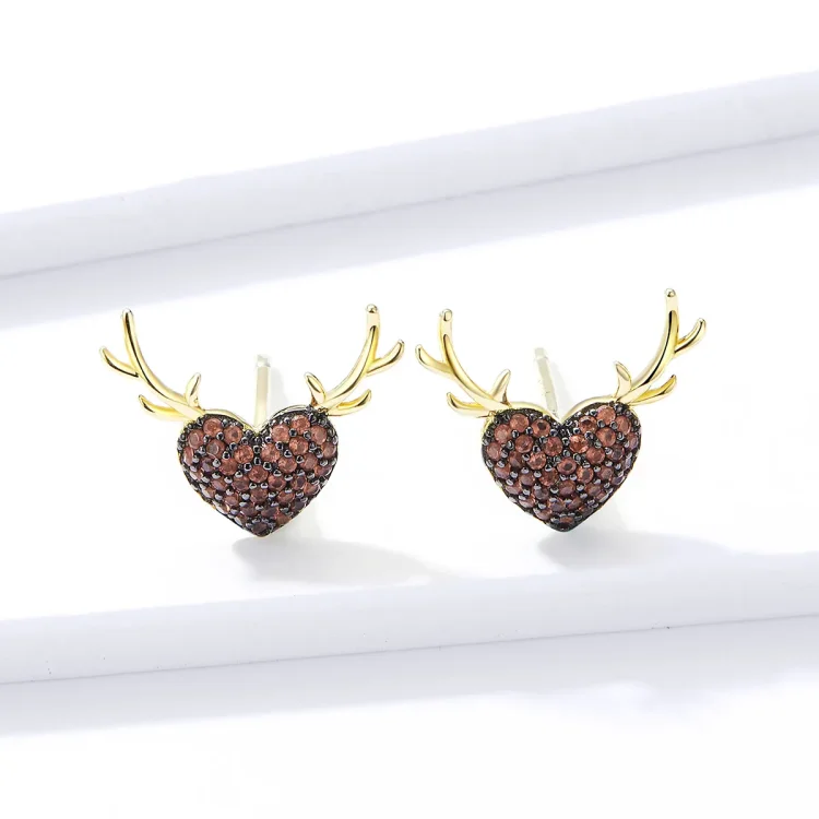 Pandora Style Deer Love Stud Uhani - BSE313