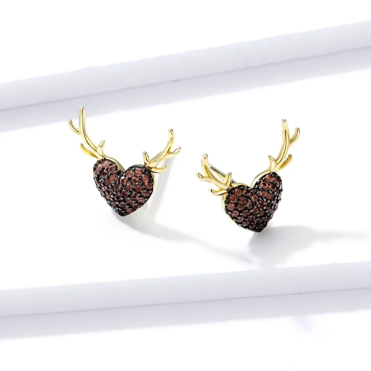 Pandora Style Deer Love Stud Uhani - BSE313